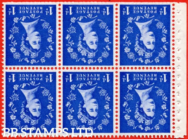 SG. 571wi. SB30ac. 1d Ultramarine. An UNMOUNTED MINT booklet pane of 6 wi B68029