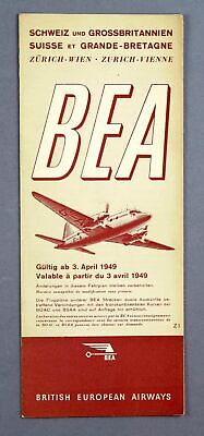 Bea British European Airways Switzerland Issue Airline Timetable April 1949