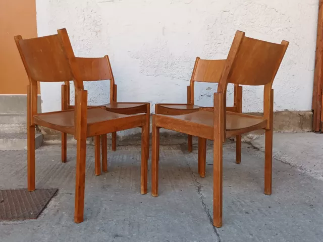 Sedia Impilabile Sala da Pranzo Vintage Industria Compensato 60er Loft 1 V 24