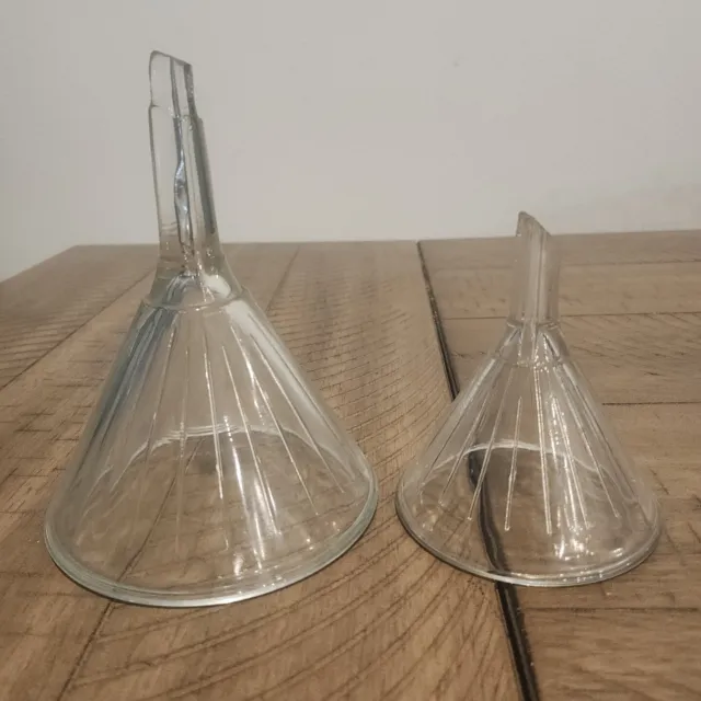 Vintage Glass Funnel Lot Large & Small Apothecary lab laboratory chemistry