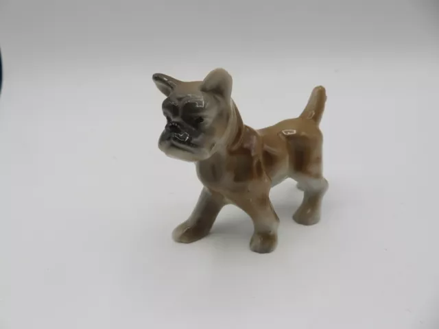 Vintage Porcelain Bulldog Bully Boxer Figurine Made In Japan Dog Puppy 3 inch