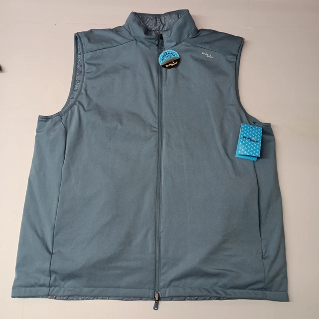 BIRDIE BOUND GOLF Men's Sleeveless Reversible Vest Full Zip Blue