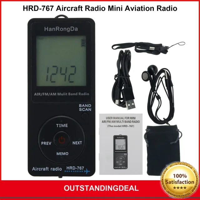 HRD-767 Aircraft Radio Mini Aviation Radio Pocket FM AM Air Multiband Radio ot3