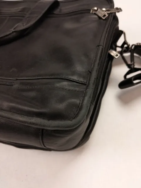 TUMI 96041D4 Alpha Black Leather Briefcase Expandable Organizer 16" 11