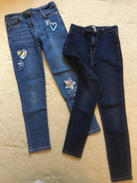 Girls Jeans Skinny Blue 10-11 Years x2