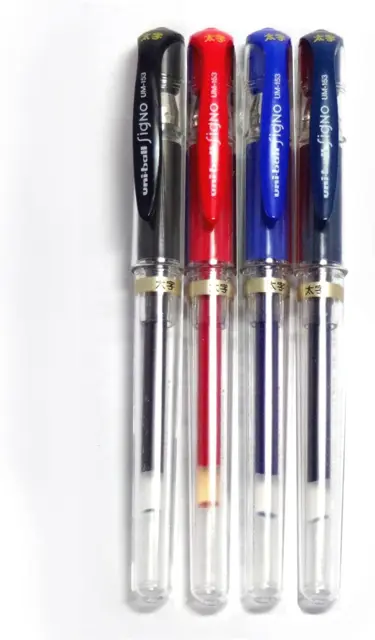 Uni-Ball Signo Broad UM-153 Gel Ink Pen 4 Colors Set of Black Red Blue Blue Blac