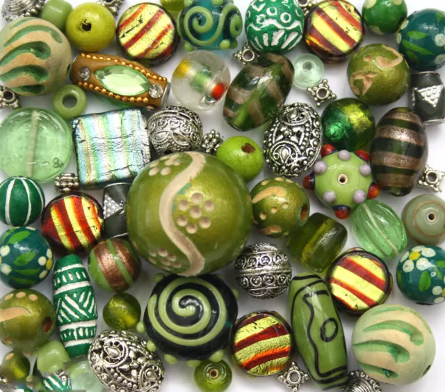 150g Luxury mixed lot of Glass Tibetan Wood Jewellery Making Beads 2