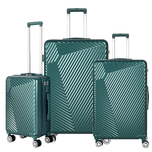 3 Piece Luggage Set Lightweight Suitcase Spinner Carry-On Travel Bag w/TSA Green