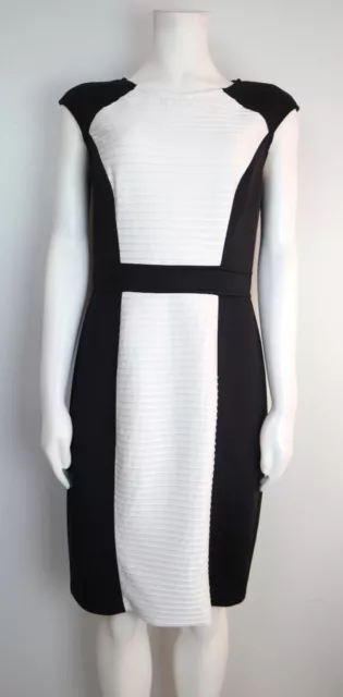 London Style - Women's Black & White Stretch Knit Sheath Dress - Size 8