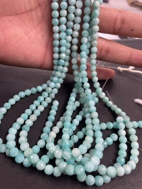 15" Strand Amazonite Round Balls Shape Rondelle Facettes 6-6.5mm Gemstone Beads