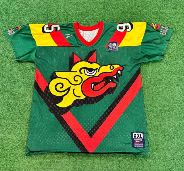 1995 Wlaf Barcelona Dragons #95 Home Green Reebok Nfl Football Jersey Xxl