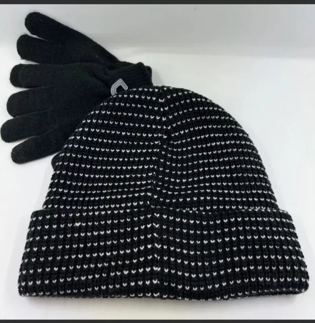 Nolan Originals Girl’s 4-16 Black Birdseye Patterned Knit And Gloves Set NWT 3