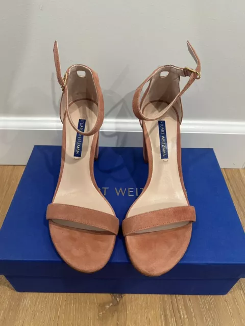 Stuart Weitzman Nearlynude Sandals Womens Size 5.5 Suede Desert Rose - Great Con