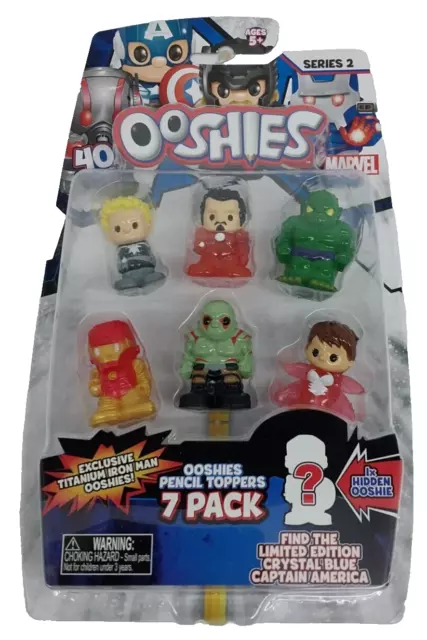 Ooshies Marvel Series 2 Pencil Toppers Action Figures 7 Pack Iron Man Legion