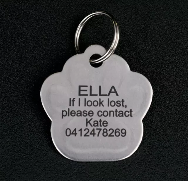 Stainless Steel Paw Shaped Pet Tag Free Engraving Personalised Custom ID Tags