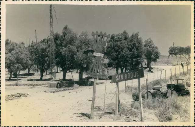 Espagne, Andalousie, Entrée du village de San Roque, ca.1952, Vintage silver pri