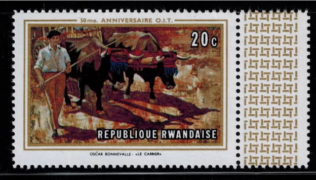 Art, Painting - Quarry Worker - Oscar Bonnevalle Rwanda 1969 Sc 310 MNH stamp