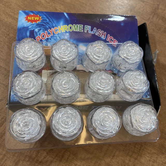Light Up Ice Cubes 12 Pack Clear LED Flash Ice NEW [damaged box]