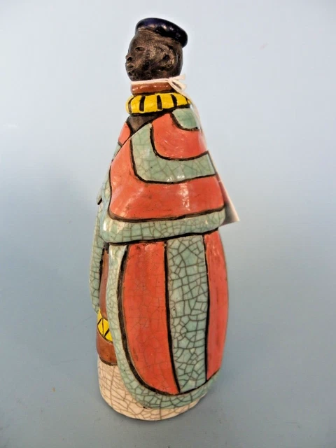 Raku Crazy Clay Studio handgefertigte Figur So. Africa Gerhard de Beer 9" Neu 3
