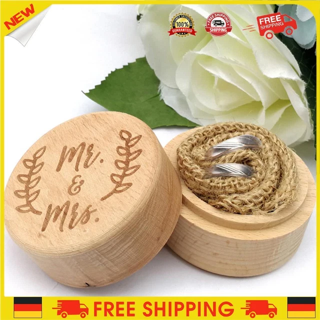 ❥ Anello in legno matrimonio rustico supporto gioielli scatola portatore personalizzata (JM01535