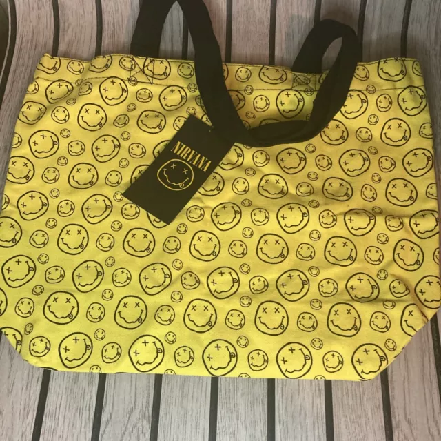 Retro Nirvana Official Licensed Yellow Faces Tote Bag BNWT Grunge Music