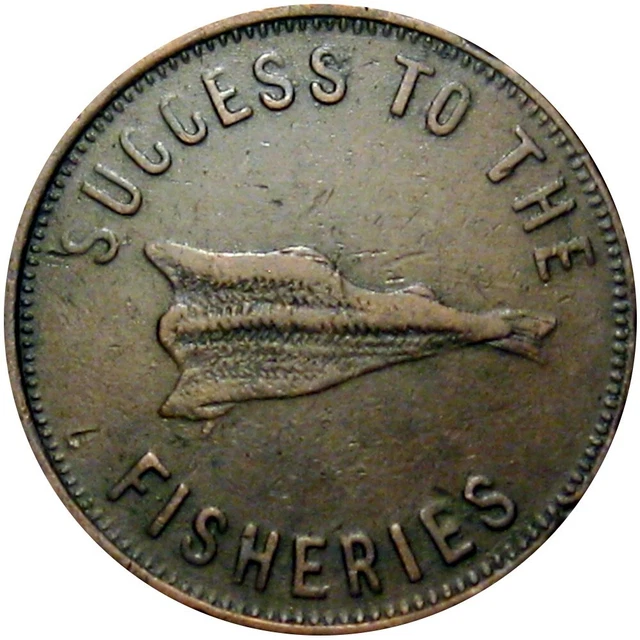 1859 Prince Edward Island Canada Token Fish Fillet Plow Plough Breton 917