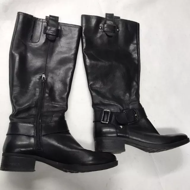 NINE WEST Leather Black Knee High Equestrian Riding Boots Women Size 7.5 Wexner