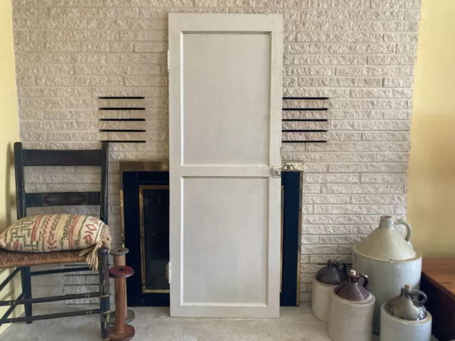 Antique Pantry Cupboard Door White Paint 2-Panel Rustic Farmhouse Vignette 20x55