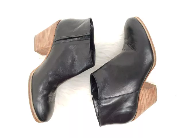 🌺RACHEL COMEY Mars Black Leather Stacked Heel Pull On Short Ankle Boots 8 $426