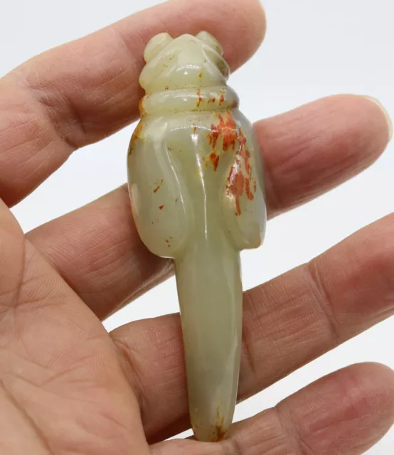 Collection hand-carved Chinese HeTian white jade cicada pendant amulet D583