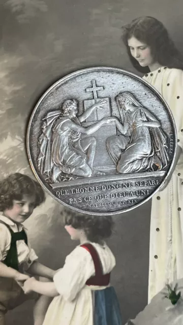 Médaille de Mariage en Argent de 1847 ´Que L’homme Donc Ne Sépare Pas …’