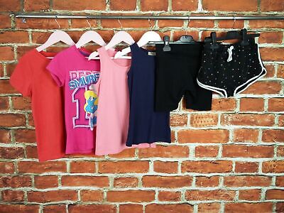 Girls Bundle Age 6-7 Years Next M&S Shorts Vest T-Shirt Set Casual Smurfs 122Cm