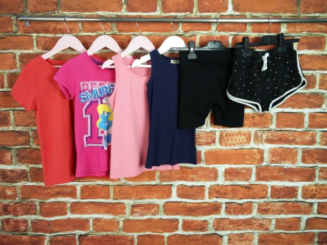 Girls Bundle Age 6-7 Years Next M&S Shorts Vest T-Shirt Set Casual Smurfs 122Cm