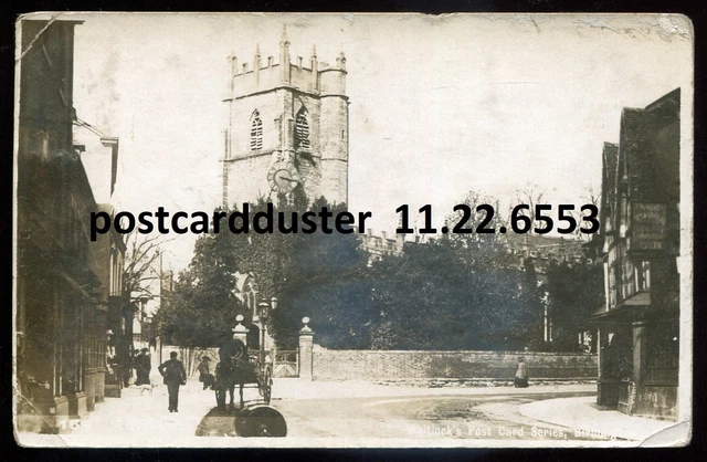 ENGLAND Alcester 1906 Town Square Church. Real Photo Postcard