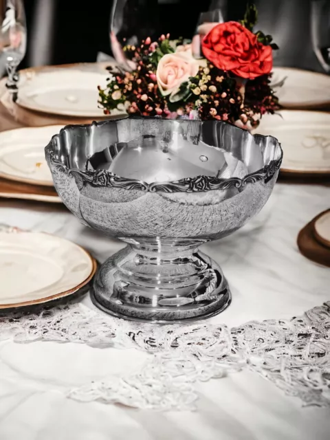 Silver Plated Punch Bowl Made In Japan, Large Footed Bowl, Electroplated Bowl