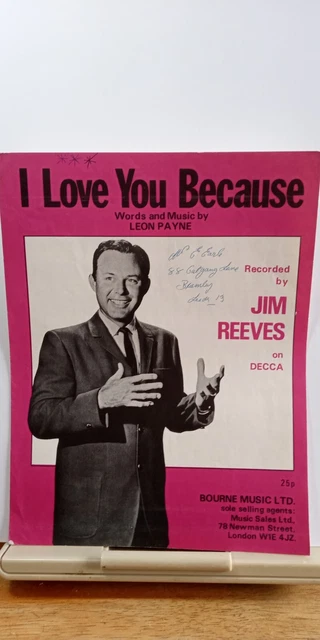 I LOVE YOU BECAUSE registrati da JIM REEVES spartiti vintage EUR 2,27 ...