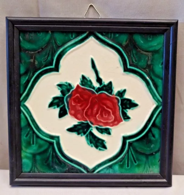 Tile Majolica Rose Vintage Art Nouveau Architecture Geometric Design Wanka #424