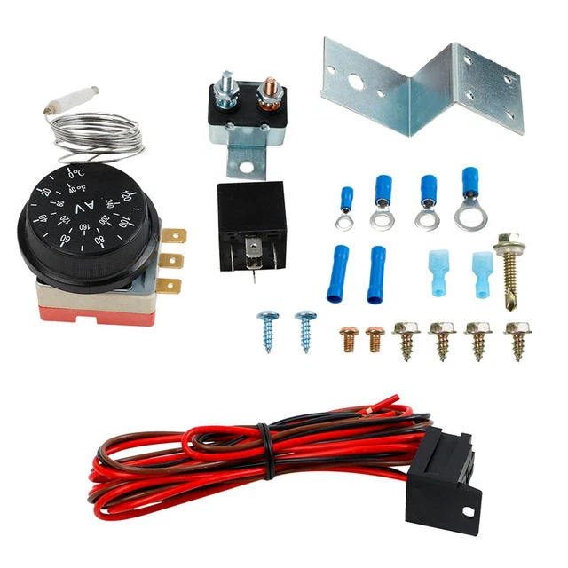 ELECTRIC 12V RADIATOR Fan Thermostat Control Relay Wire Kit Auto