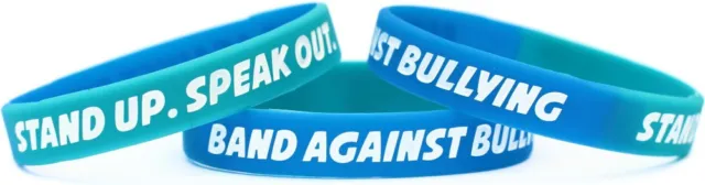 Three Band Against Bullying Wristbands 3 Anti Bullying Silicone Rubber Bracelets