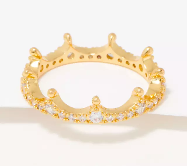 Diamonique x Zaxie Crown Eternity Ring Cubic Zirconia Gold Clad Brass, Size 9 Diamonique x Zaxie Crown Eternity Ring Cubic Zirconia Gold Clad Brass, Size 9
