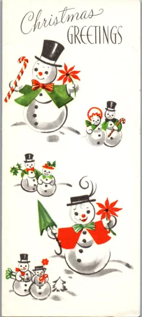 Roly Poly Snowman Family VTG Christmas Greeting Card