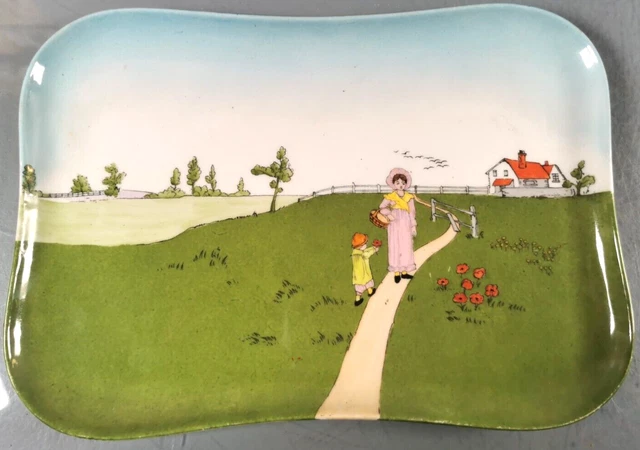 PLATEAU Porcelaine Emaillee de LIMOGES par A. Lanternier & Cie MERE Enfant art T