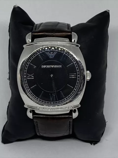 Emporio Armani AR0263 Men's Black Leather Analog Dial Quartz Genuine Watch MP22