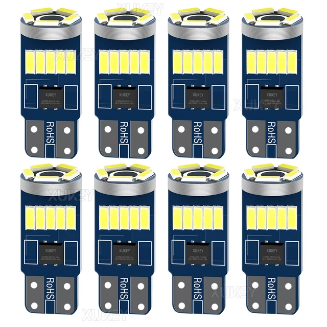 8x 12V LED T10 W 5W lampada bianca CANBUS illuminazione interni base in vetro luce 194