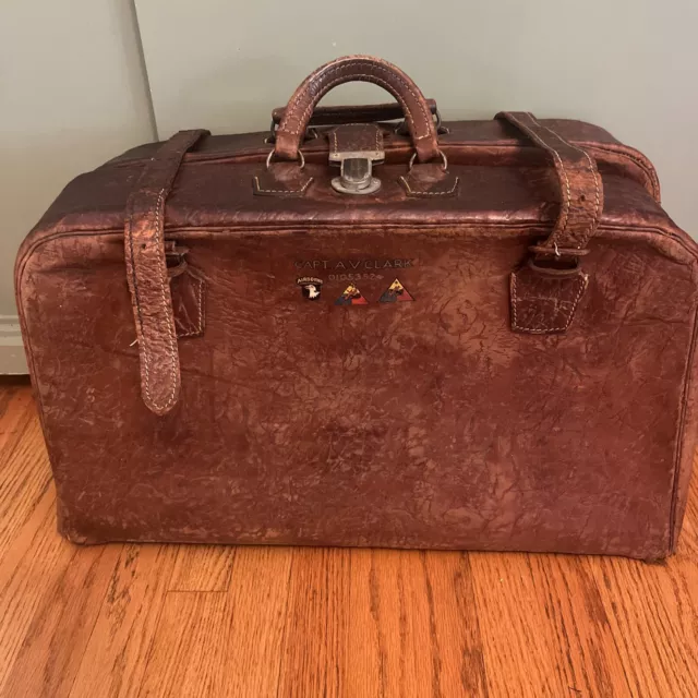 Vintage, Antique, Suitcase Doctors Travel Bag  Leathergoods Seal Walrus Restore