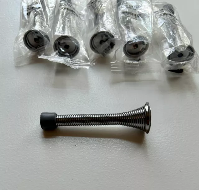 Spring Door Stops 3 1/8 Door Stopper Wall Stop Satin Nickel 6pk Gray Tip 6 Pack