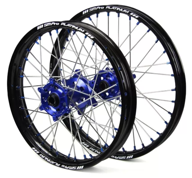 Yamaha YZ450F 2008 - 2024 SM Pro Wheel Set 21/18 Black Rim Blue Hub