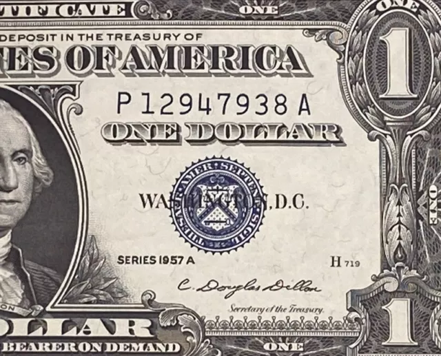 1957A  $1 Dollar Silver Certificate (Blue Seal) Block P-A , Uncirculated