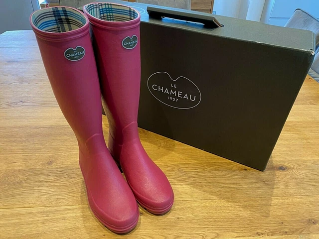 LE CHAMEAU WOMEN'S Iris Jersey Lined Wellington Boots Rose Pink