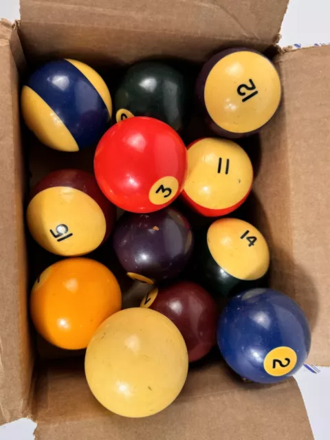 Pool Billard Balls Set of 12 balls Standard 2 1/4" Vintage NOT FULL SET